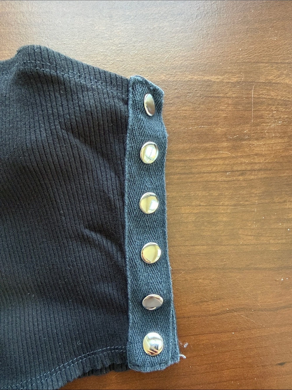 Black Ribbed Snap-ButtonTube Top - Picture 3 of 3
